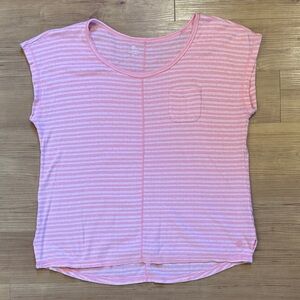 Talbots Pink Striped Short Sleeve Top